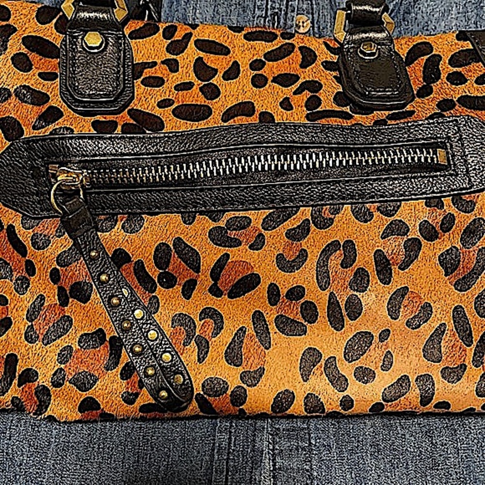 Replica orYANY Leopard Print/Cowhide Satchel Bag - Picture 7 of 12